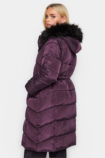 PixieGirl Petite Purple Faux Fur Trim Padded Coat