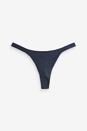 self. Navy Blue/ Grey/ Cream Thong Cotton Rich Knickers 3 Pack - Image 7 of 7