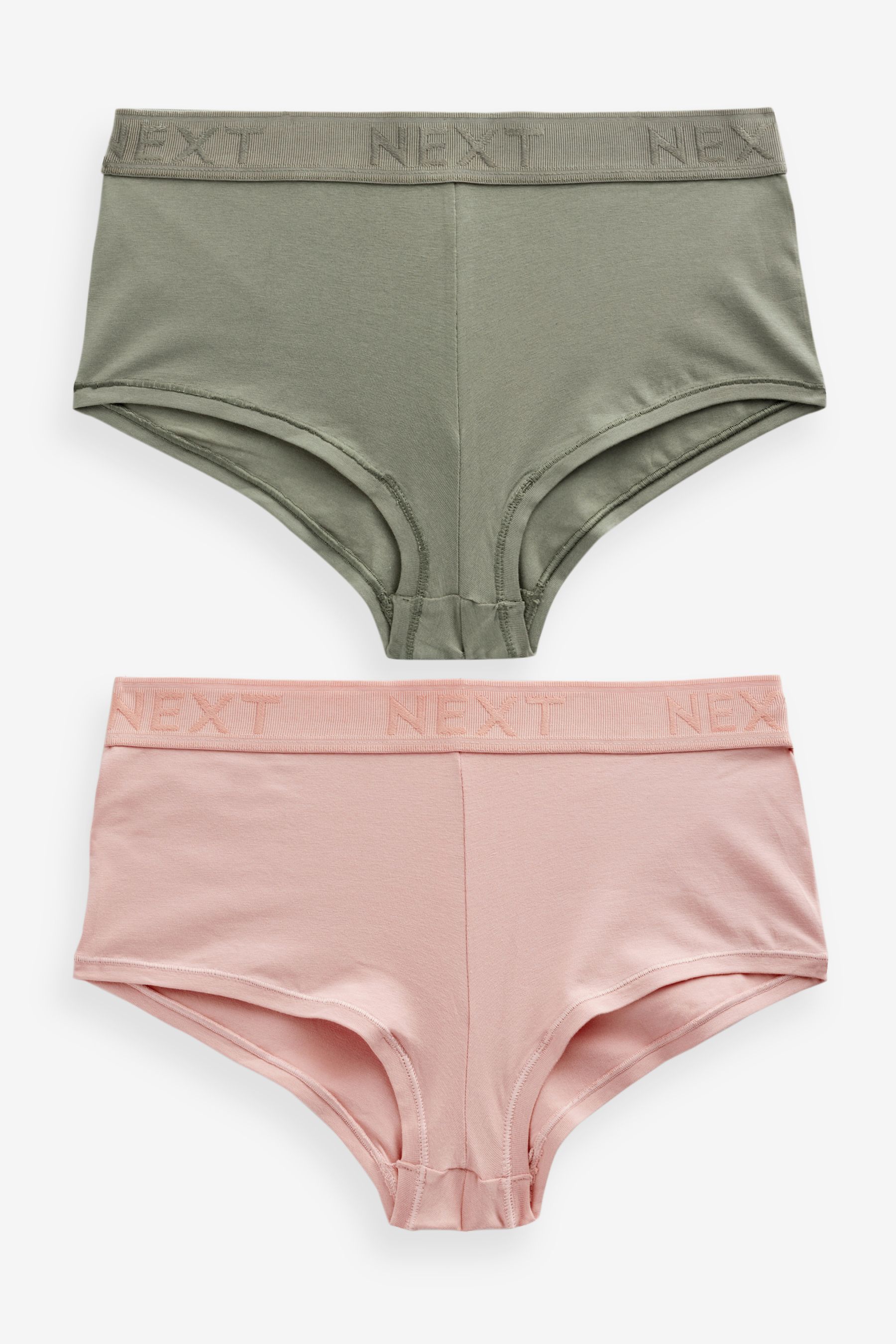 Buy Light Pink Khaki Green Logo Boy Short Knickers 2 Pack from the Next UK online shop