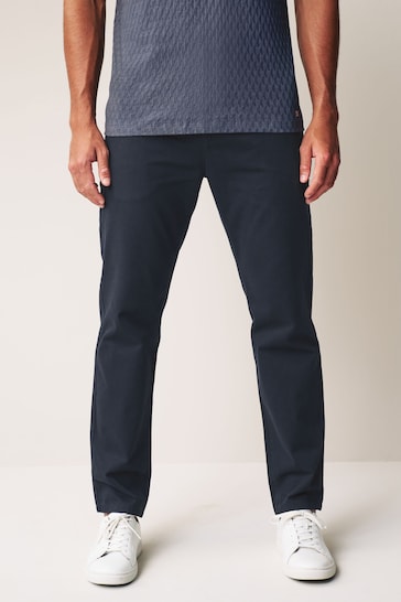 Navy Blue Straight Fit Chino Trousers