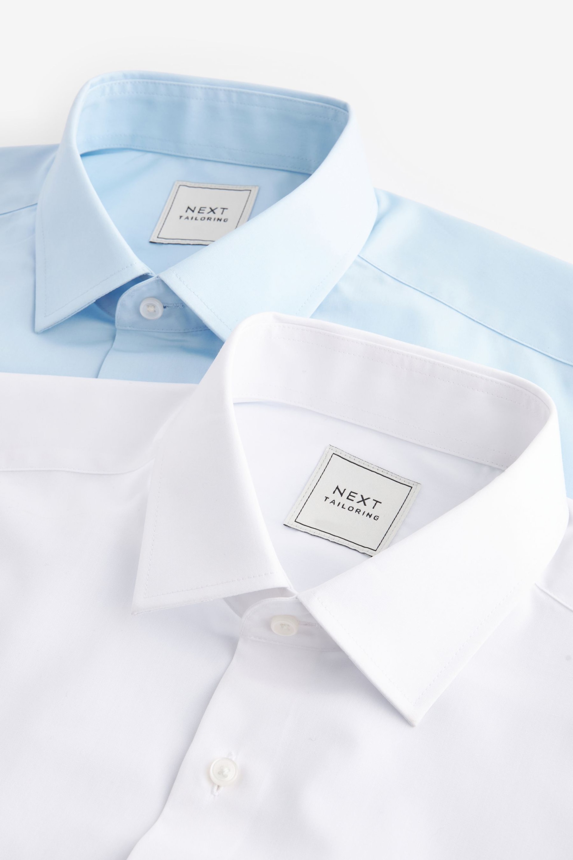 White/Blue Slim Fit Single Cuff Easy Care Shirts 2 Pack - Image 10 of 11