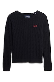 Superdry Black Vintage Dropped Shoulder Cable Jumper - Image 4 of 5