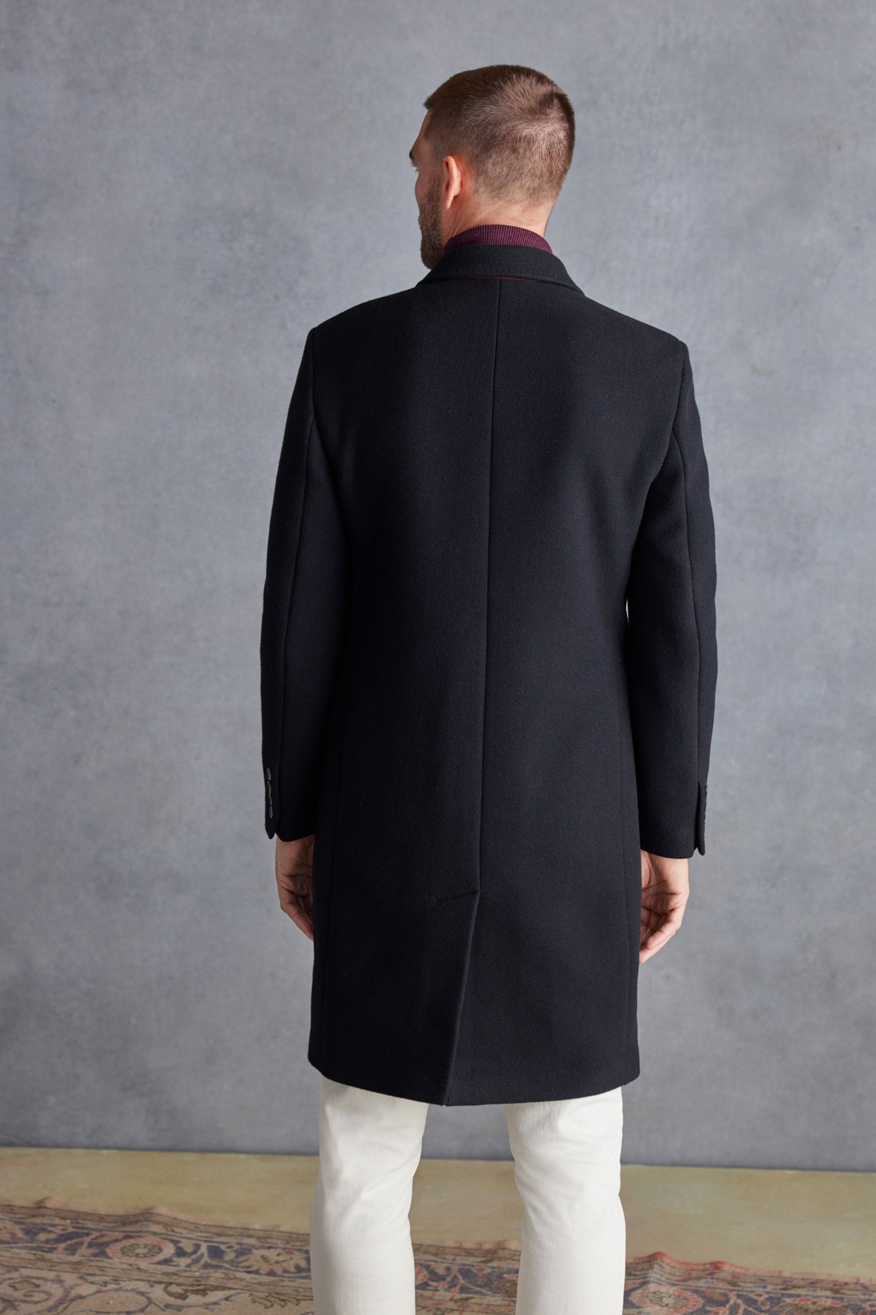 Buy Black Signature Epsom Overcoat With Cashmere from the Next UK