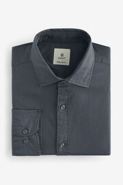 Navy Blue Regular Fit Washed Textured Cotton Shirt - Image 5 of 5
