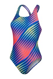 Speedo Womens Blue Allover Digital Powerback Swimsuit - Image 8 of 12