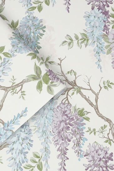 Laura Ashley Pale Iris Wisteria Garden Wallpaper