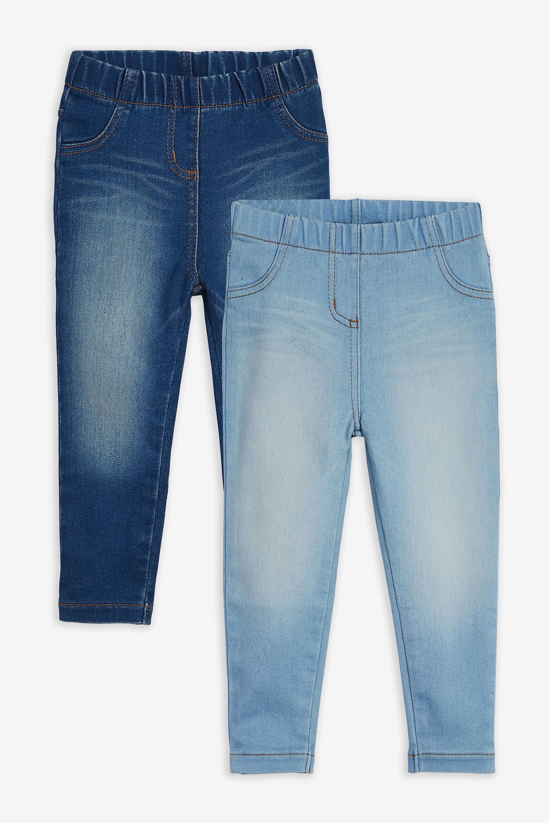 Buy Mid Blue Light Blue Denim 2 Pack Elasticated Waist Jeggings 3mths 7yrs from Next Luxembourg