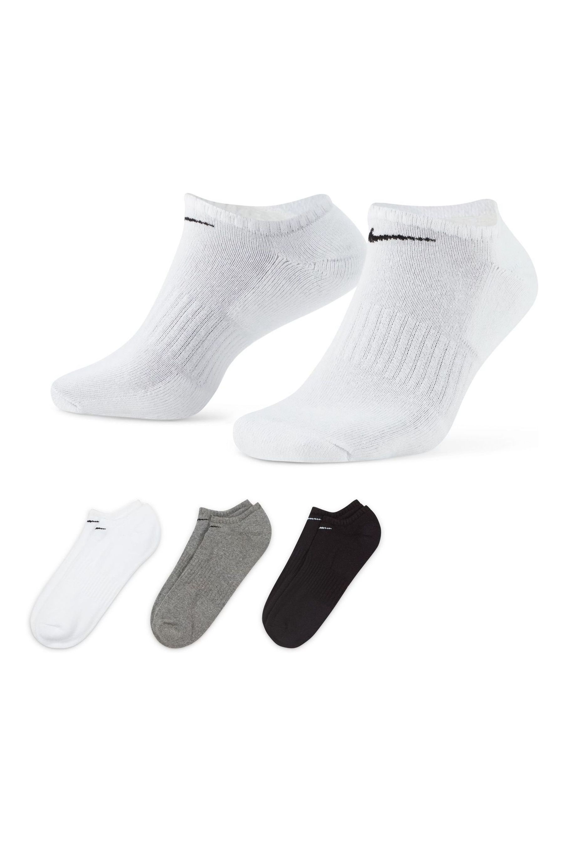 Buy Nike Multi 3 Pack Adult Everyday Cushioned Trainer Socks from