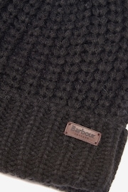 Barbour® Black Saltburn Cable Knit Pom Bobble hat - Image 8 of 9