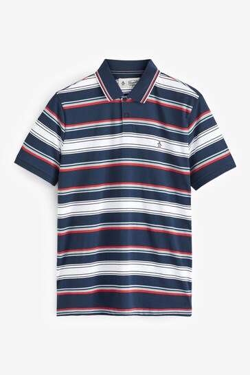 Buy Original Penguin Blue Multi Stripe Jersey Tipped Polo Shirt from ...