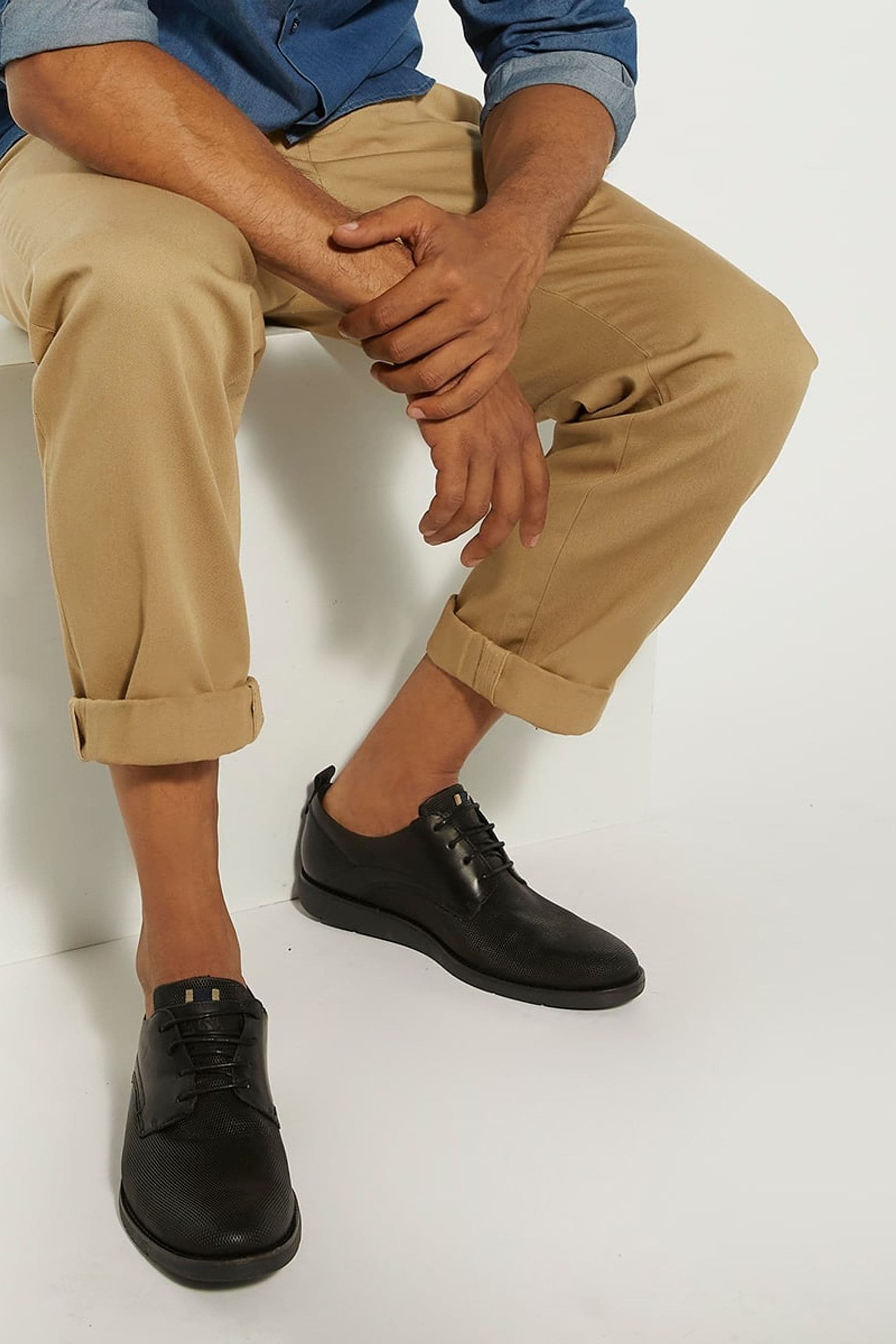 Buy Dune London Black Standard Fit Wide Fit Barnabey Perforated Wedge Casual Shoes from Next Netherlands