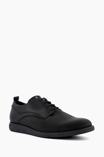 Dune London Black Punched Plain Barnabey Derby Shoes