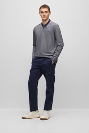 BOSS Grey Oxford Pique Long Sleeve Polo Shirt - Image 3 of 5