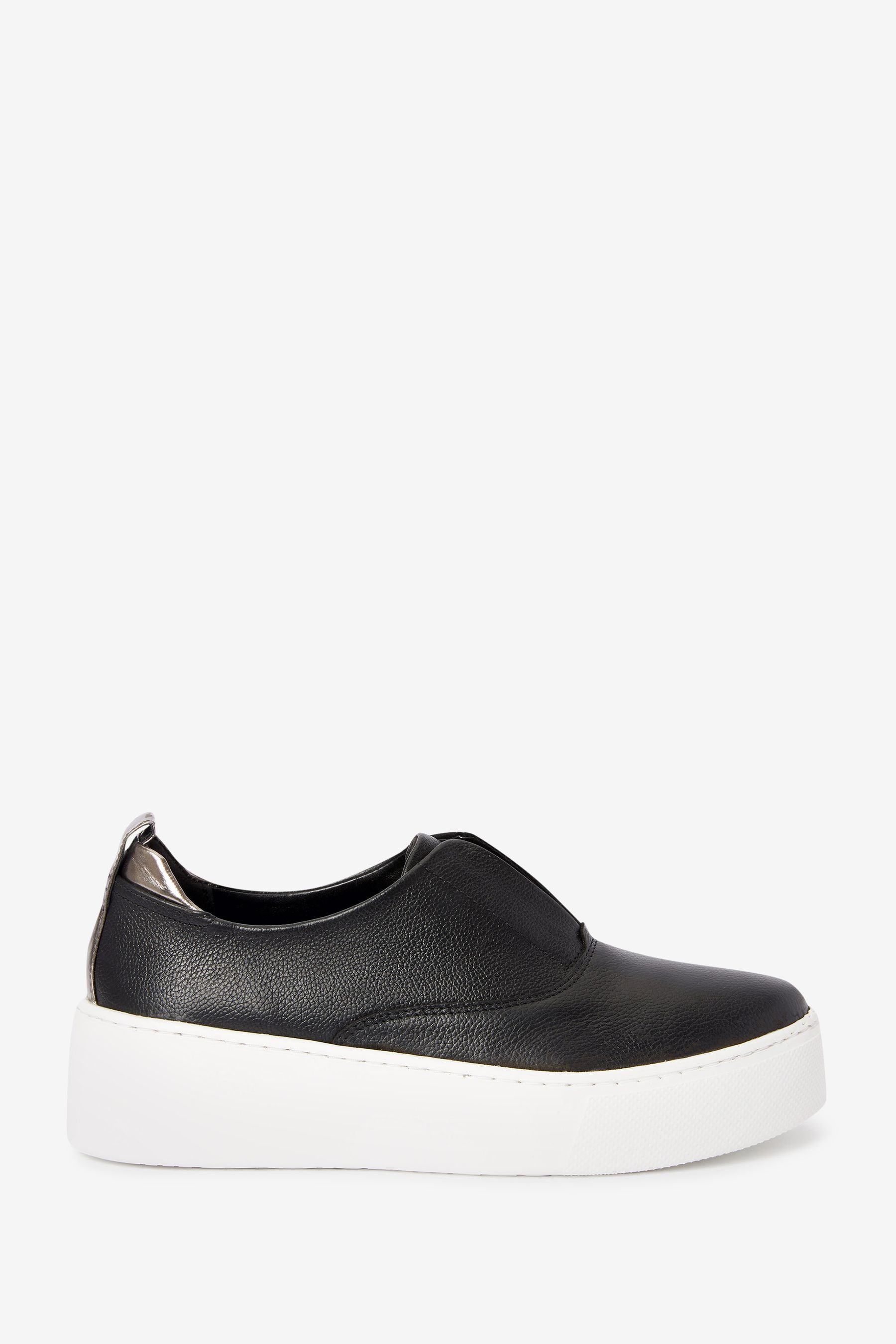 Buy Black White Slip On Signature Forever Comfort Leather Chunky Wedge Platform Trainers from the Next UK online shop