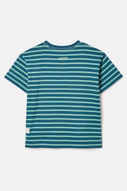 Joules Laundered Stripe Teal/Navy Short Sleeve Stripe T-Shirt - Image 2 of 5