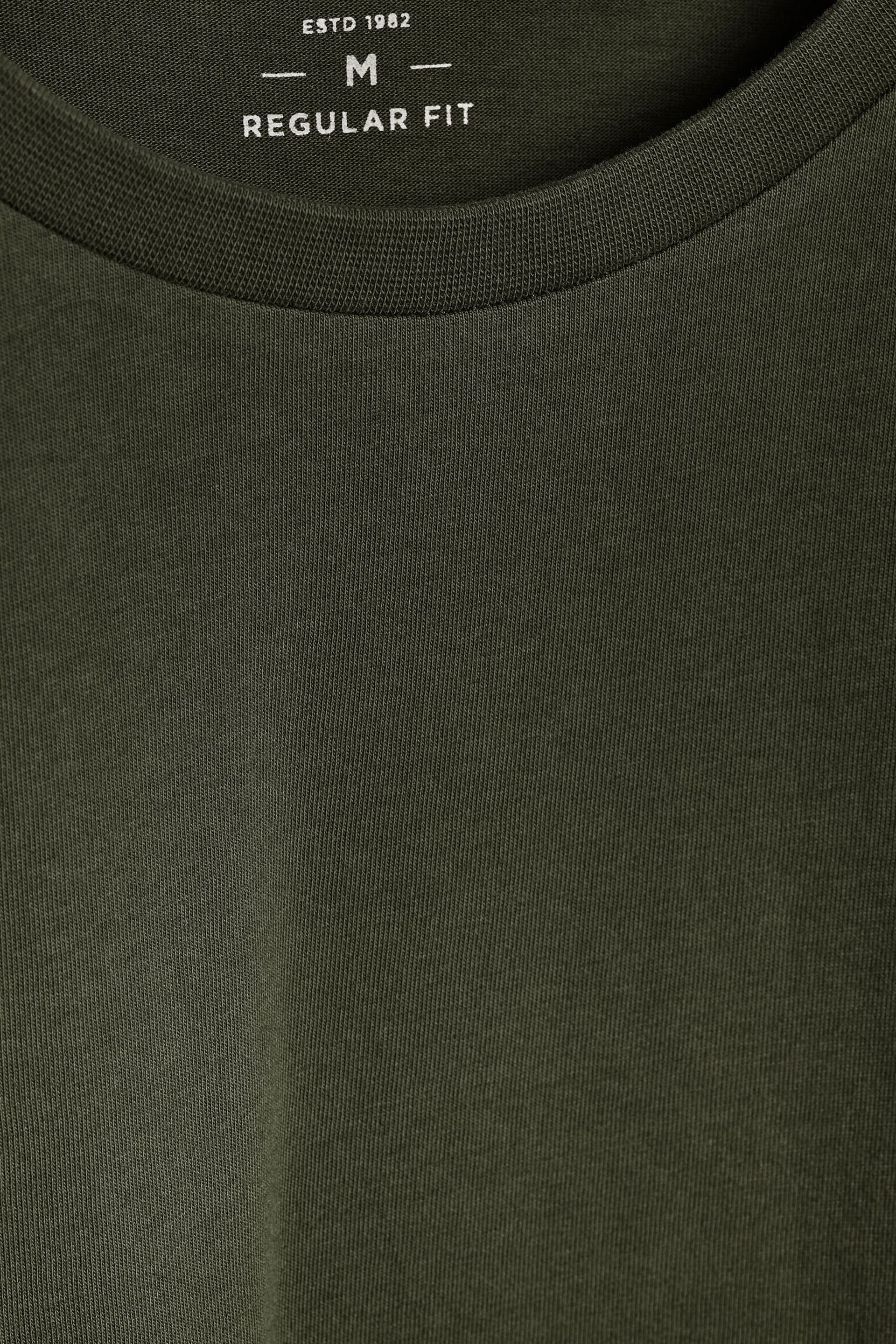 Dark Khaki Green Regular Fit Long Sleeve Crew Neck T-Shirt - Image 5 of 5