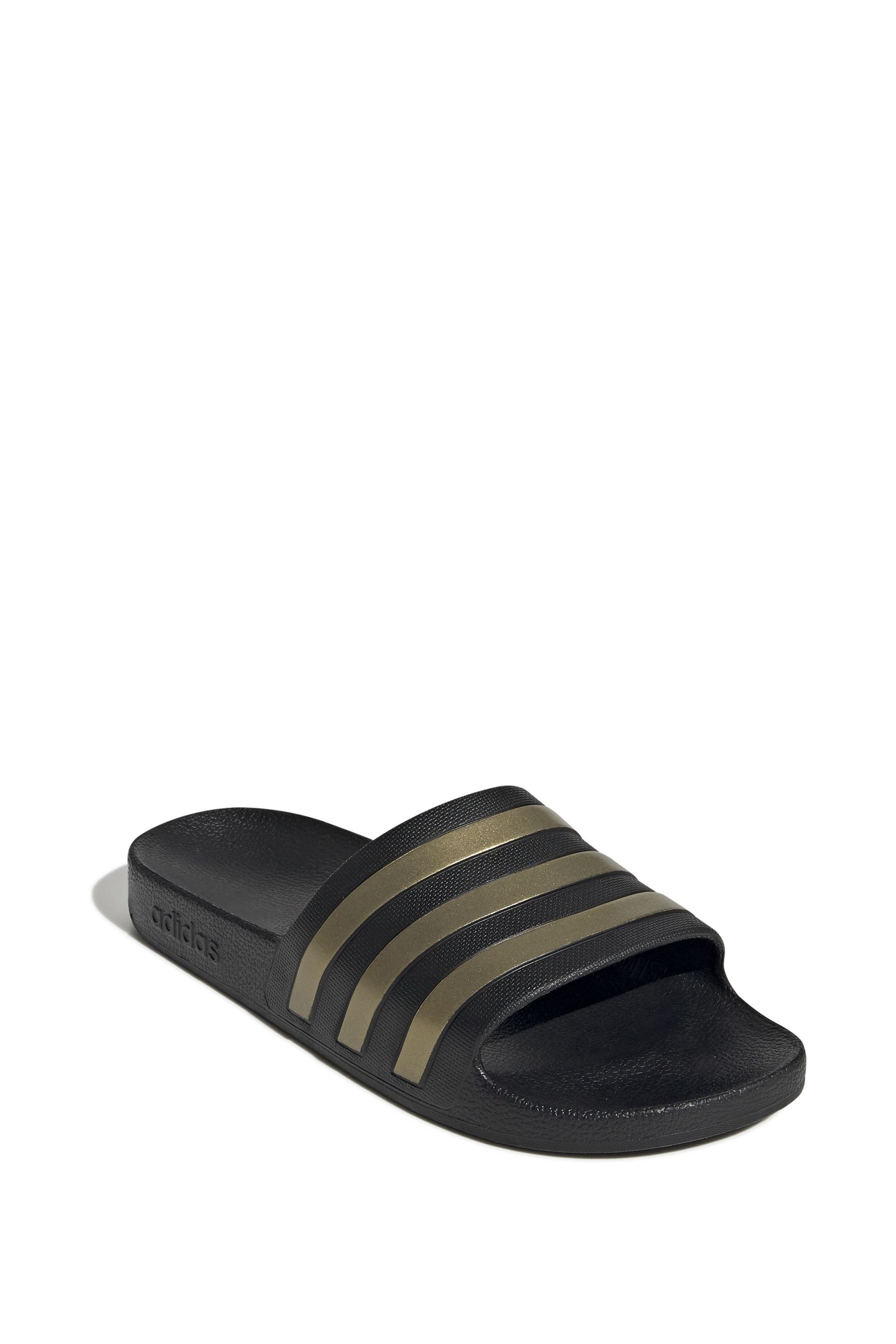 adidas Black Gold Sportswear Adilette Aqua Slides