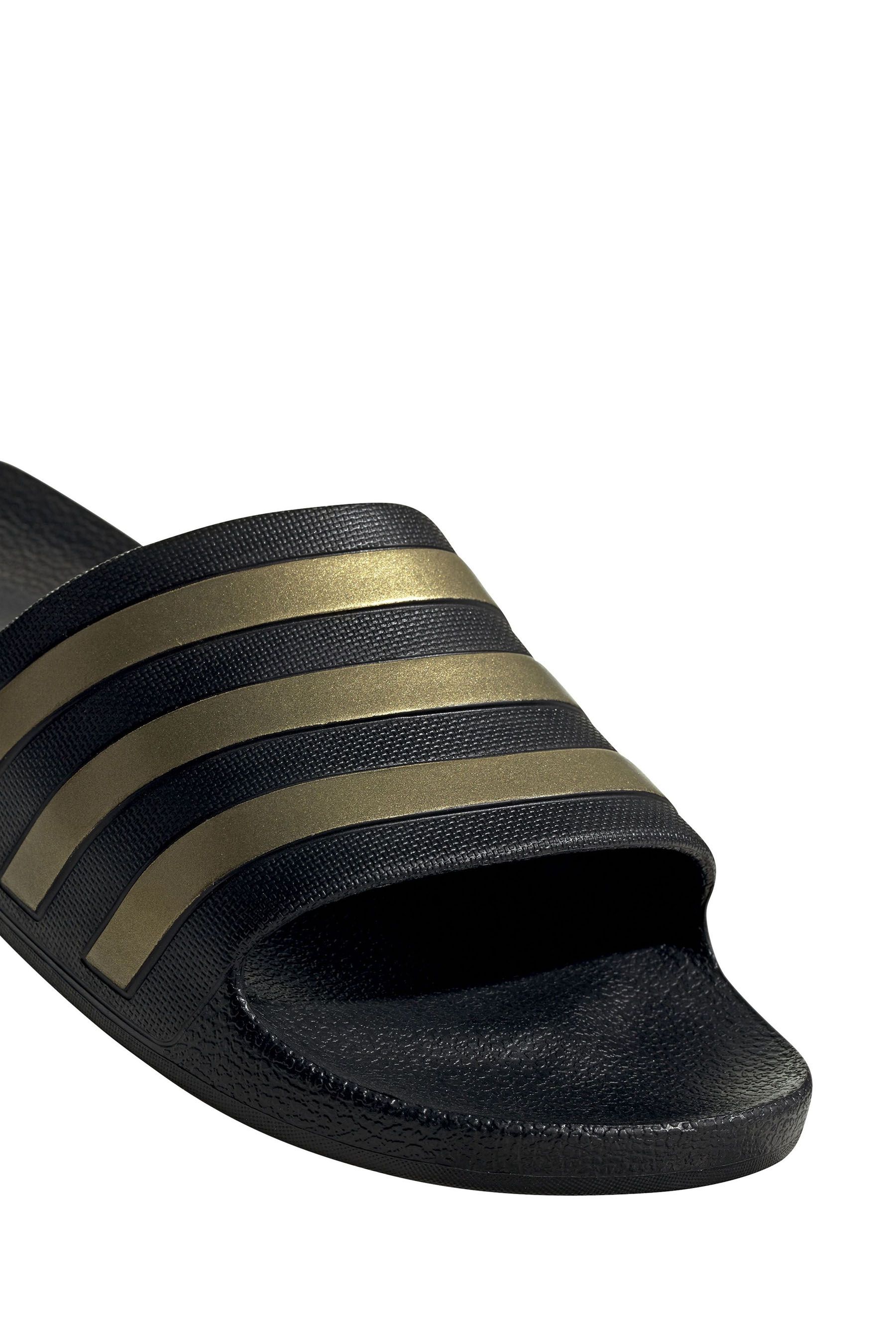 Adidas slides online black and gold