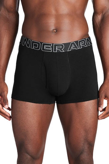 Under Armour Black 3 Inch Cotton Performance Boxers 3 Pack