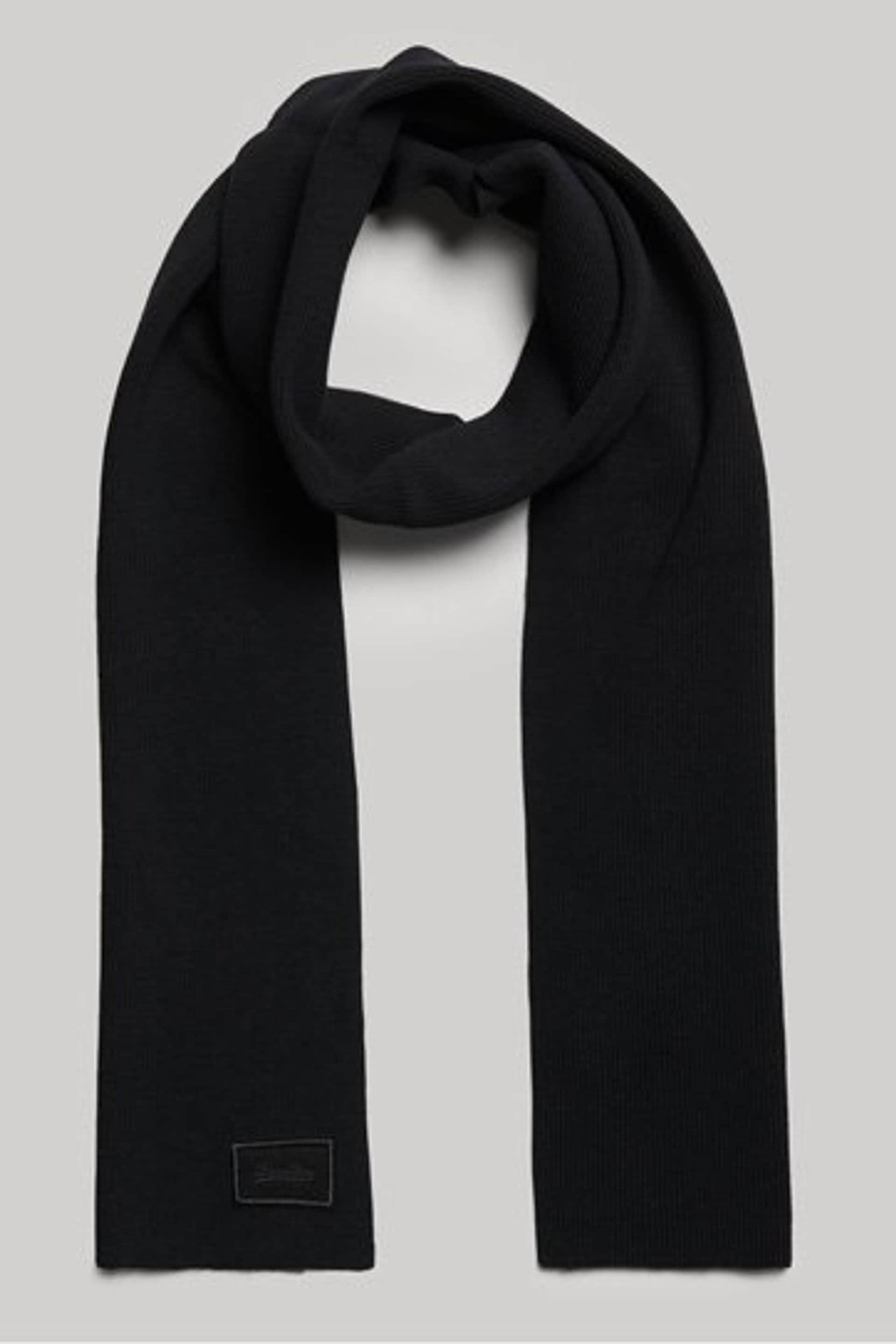 Superdry Black Knitted Logo Scarf - Image 2 of 3