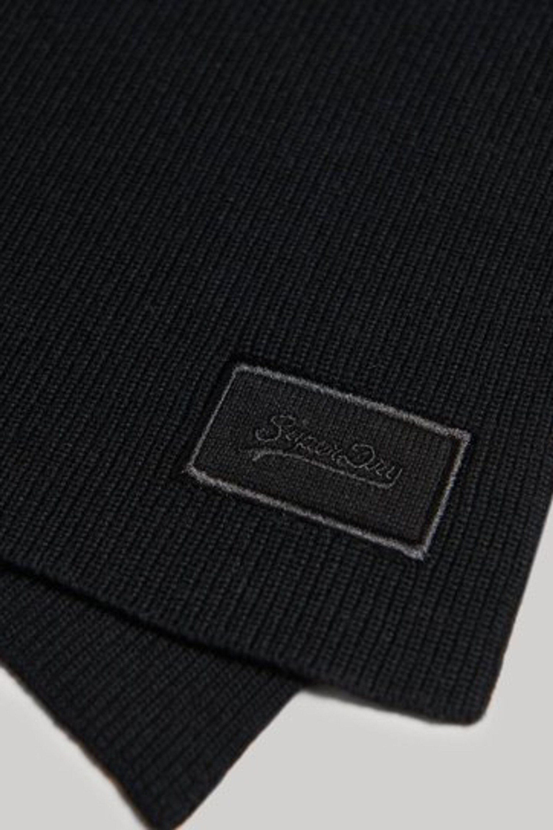 Superdry Black Knitted Logo Scarf - Image 3 of 3