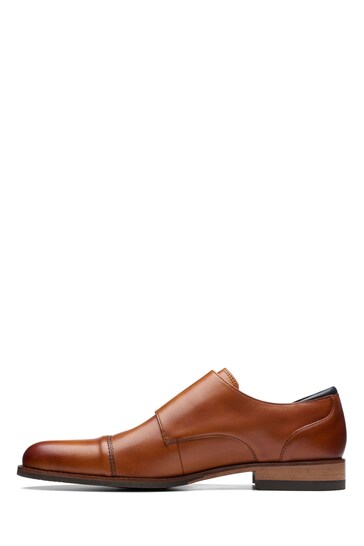 Clarks Natural Tan Leather Craftarlo Monk Shoes