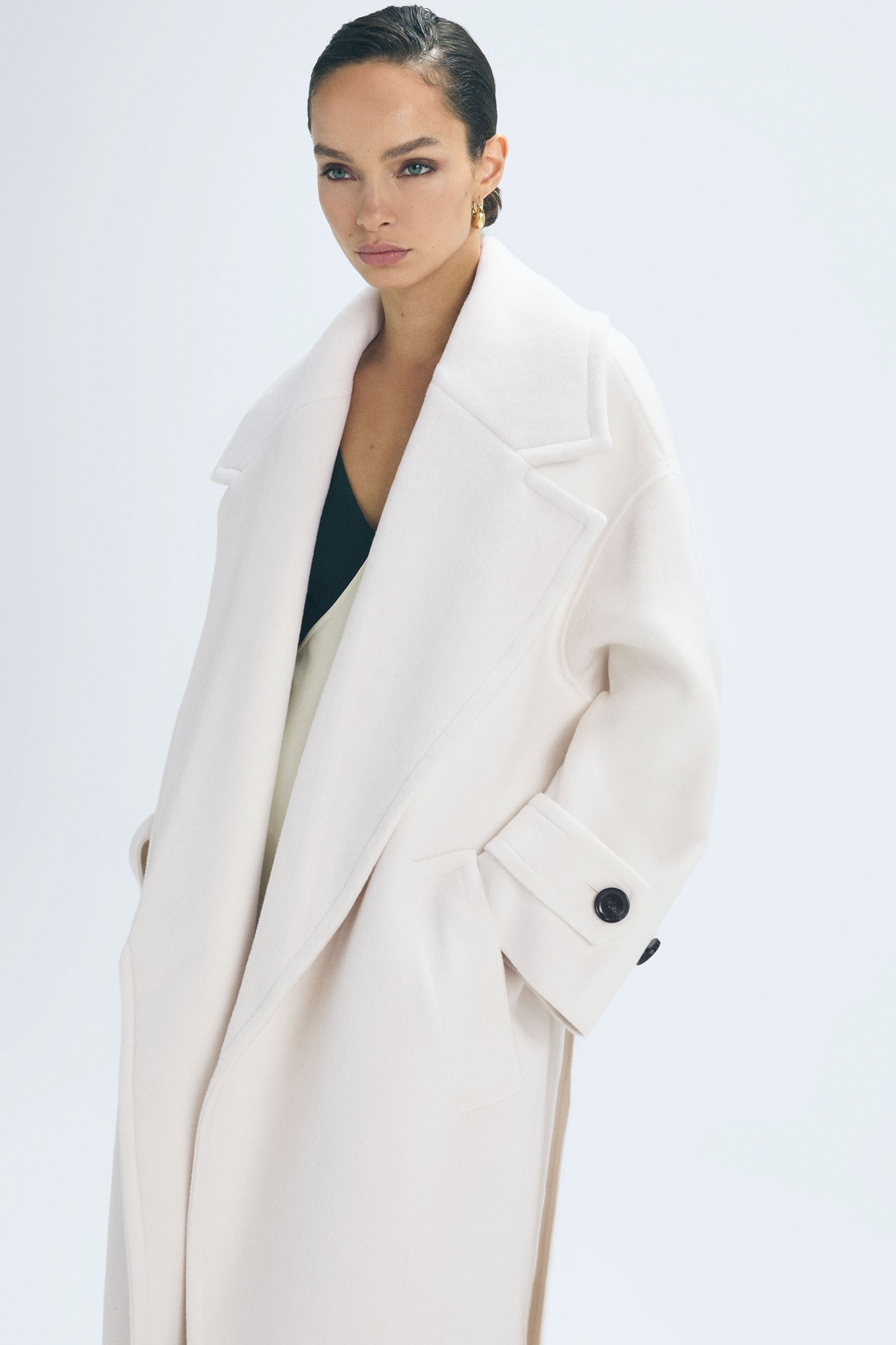 Buy Reiss Cream Helena Atelier Wool Cashmere Blindseam Coat from the Next UK online shop