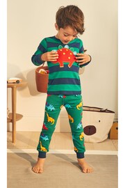 Blue/Red/Green Stripe Dino 3 Pack Snuggle Pyjamas (9mths-8yrs) - Image 2 of 14
