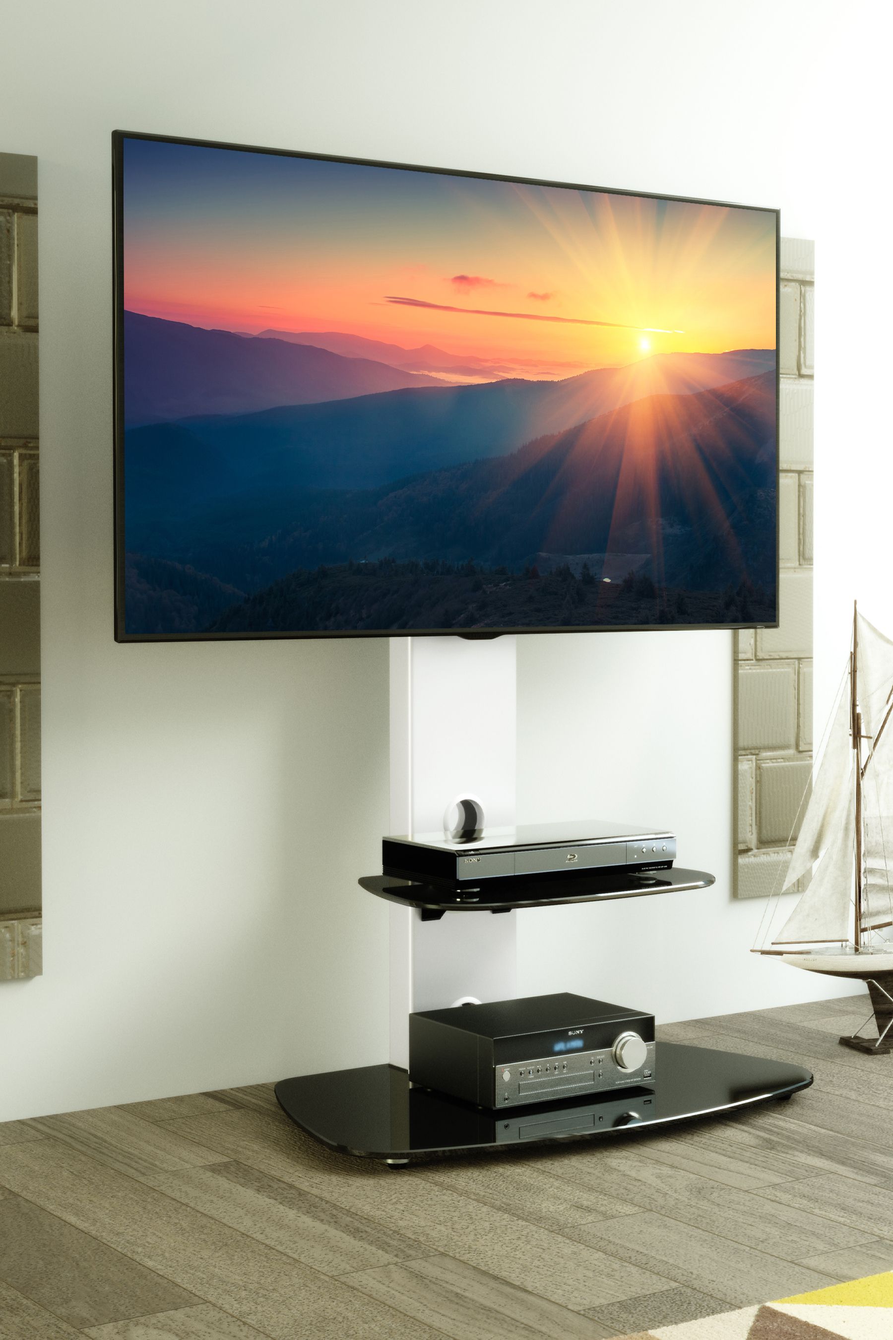 Corner pedestal tv outlet stand