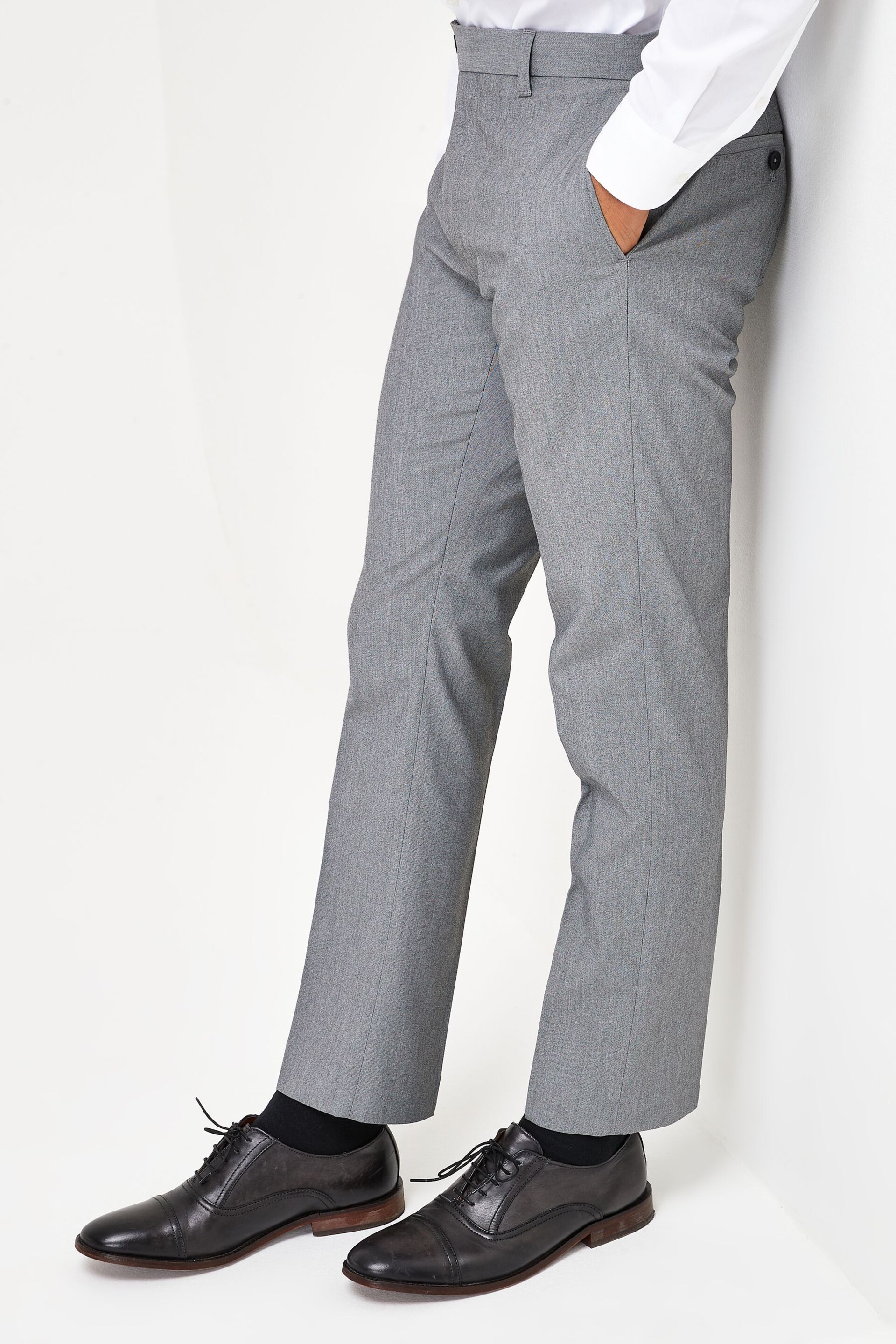 Light Grey Slim Stretch Smart Trousers - Image 3 of 6