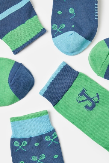 Joules Striking Blue/Green Pack of Three Socks