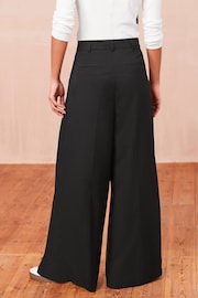 Black Mid Rise Wide Leg Pleated Trousers - Image 3 of 7