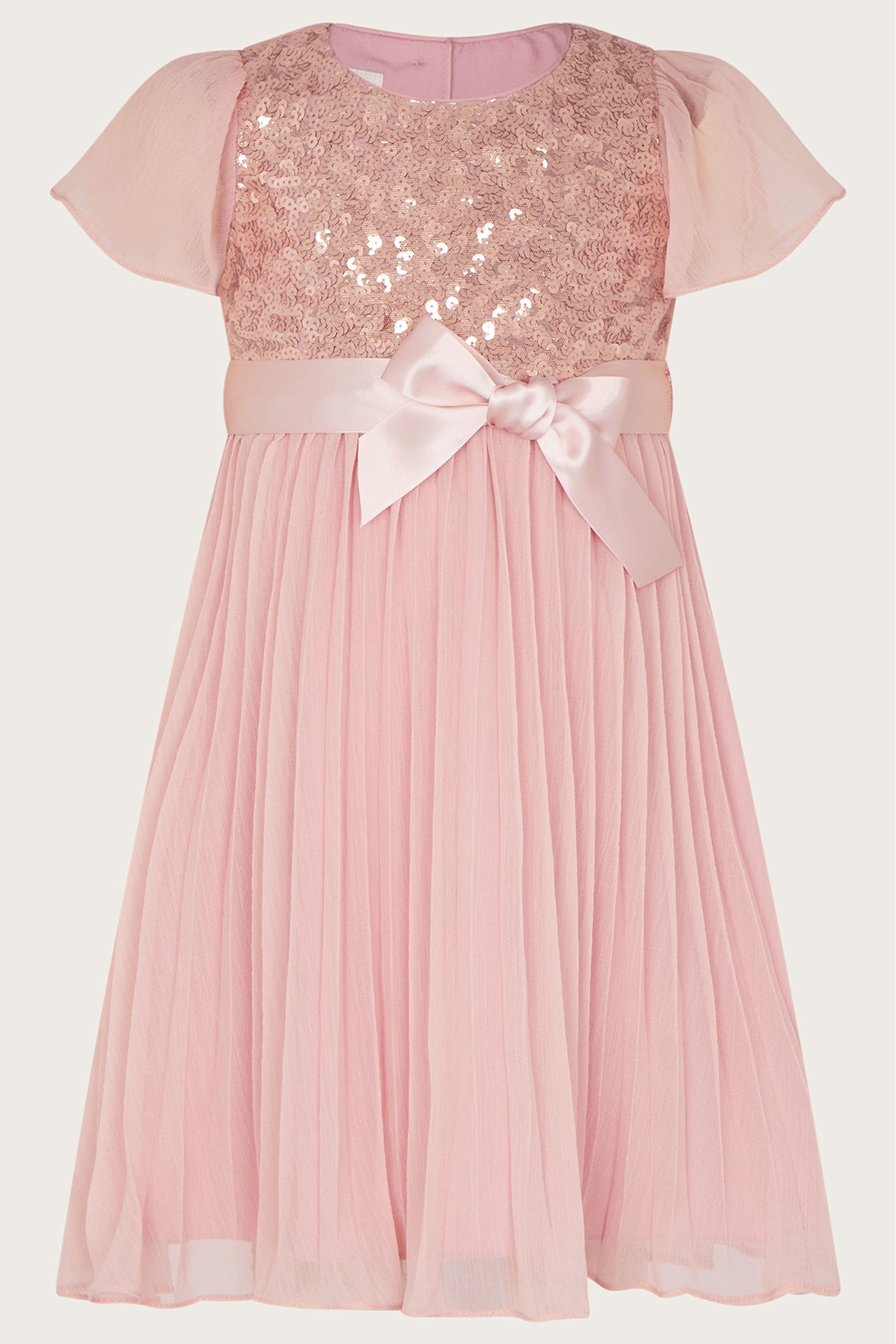 Buy Monsoon Baby Pink Angel Pleat Sequin Dress from Next Luxembourg