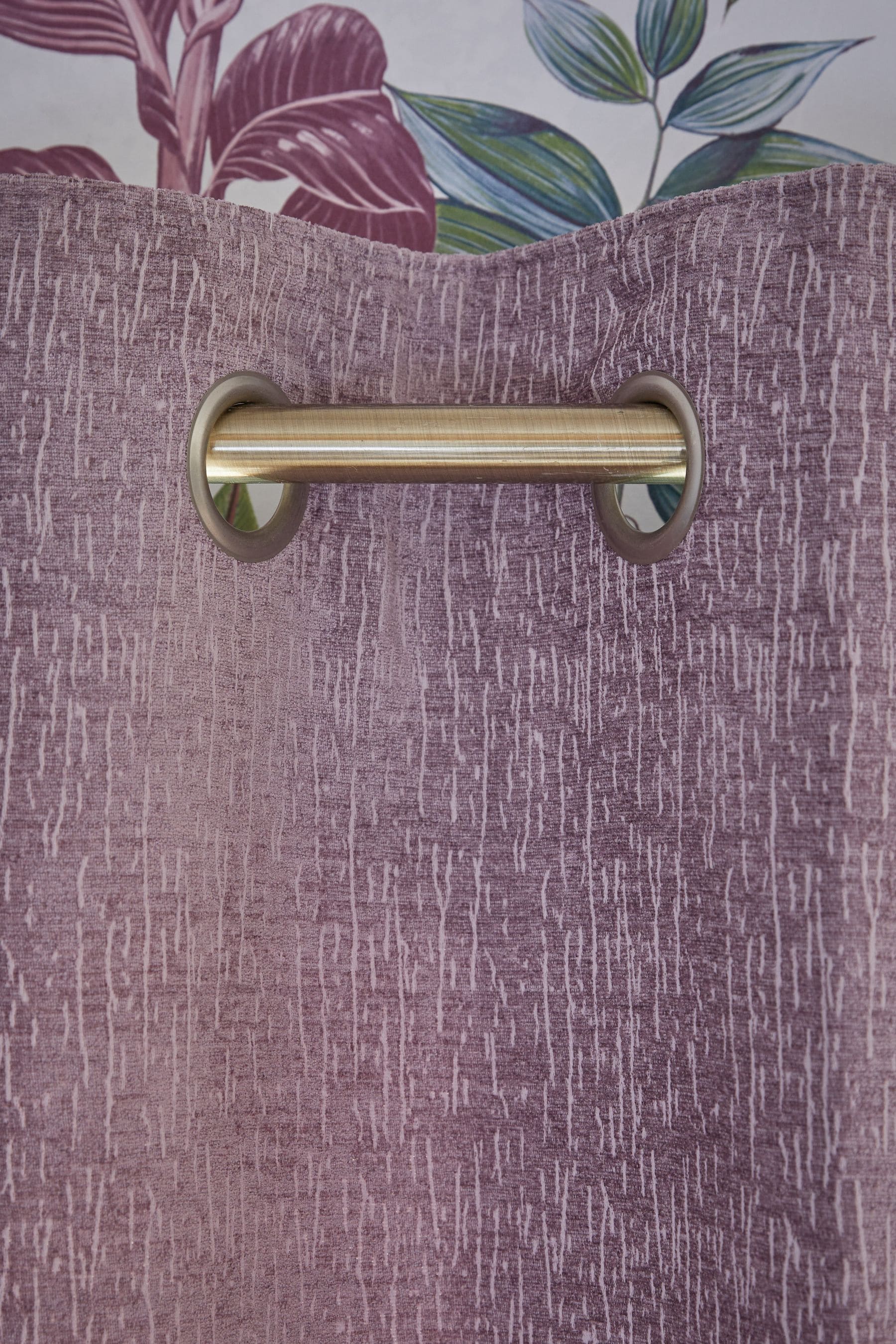 Mauve Purple Next Heavyweight Chenille Eyelet Lined Curtains