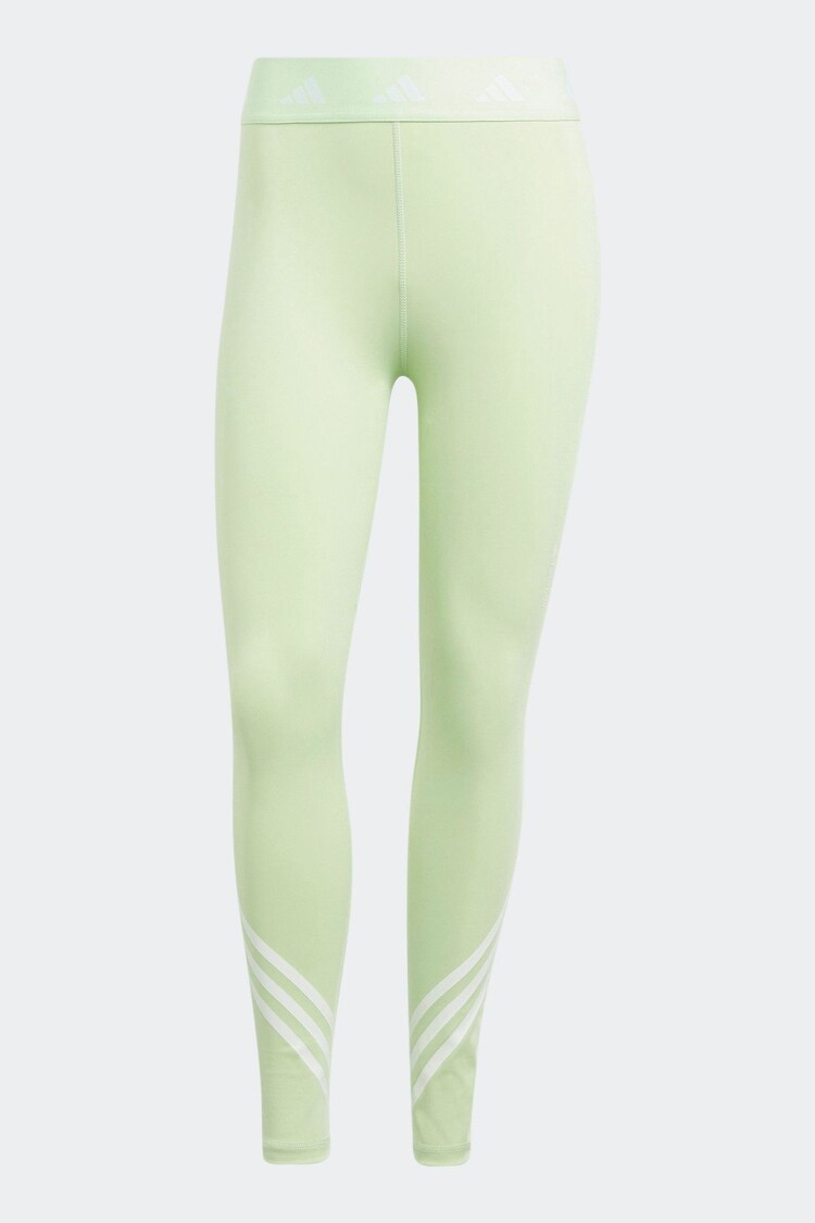 adidas Green Techfit 3 Stripe Leggings - Image 7 of 7