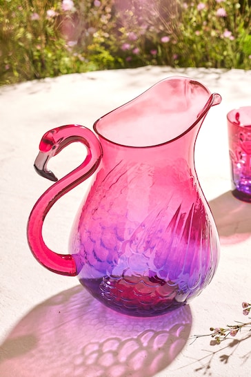 Pink/Purple Flamingo Plastic Picnic Drinkware Jug