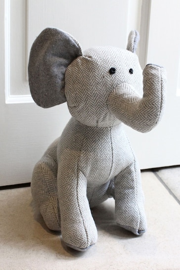 Riva Home Grey Paoletti Elephant Herringbone Novelty Door Stop