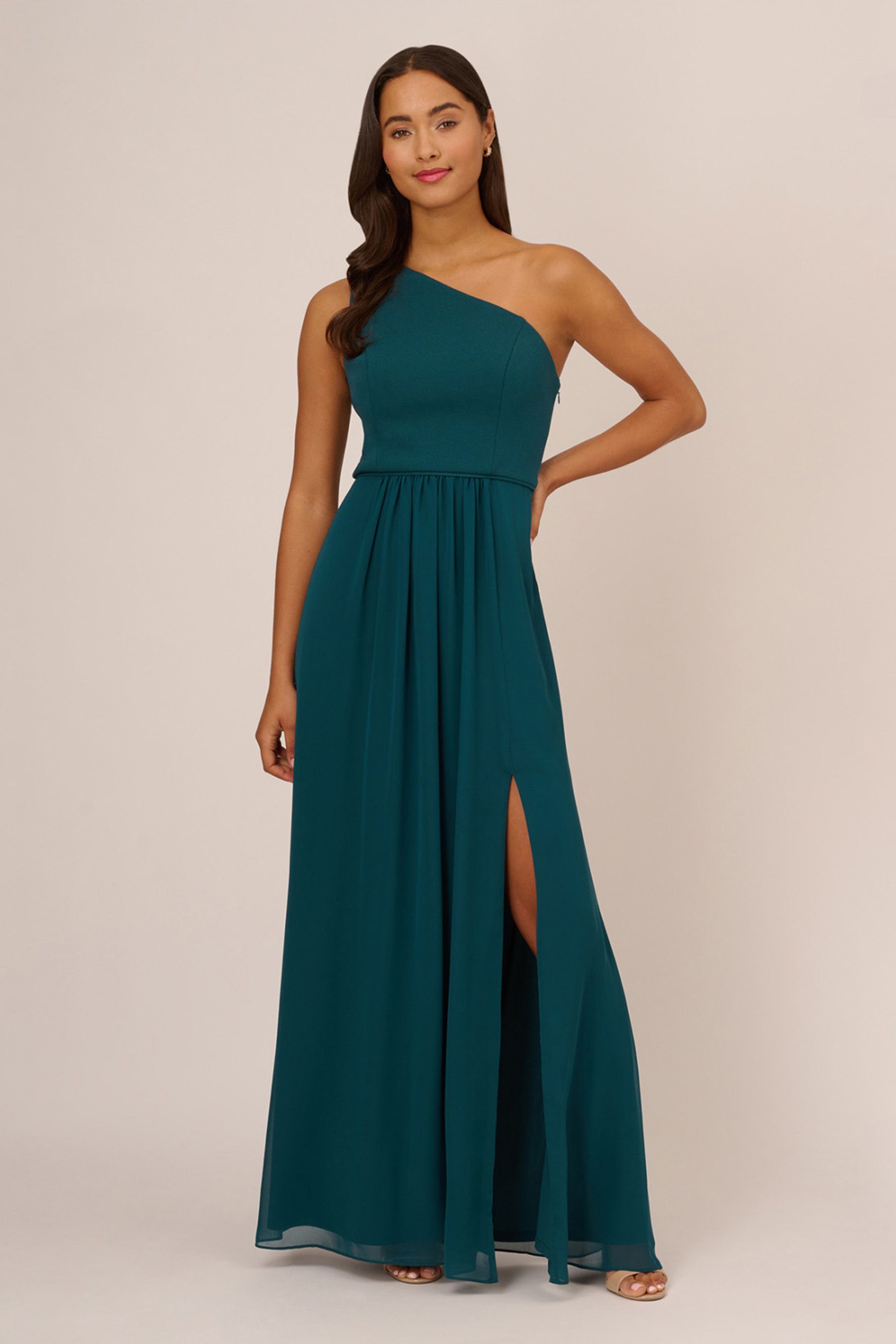 One shoulder chiffon gown sale
