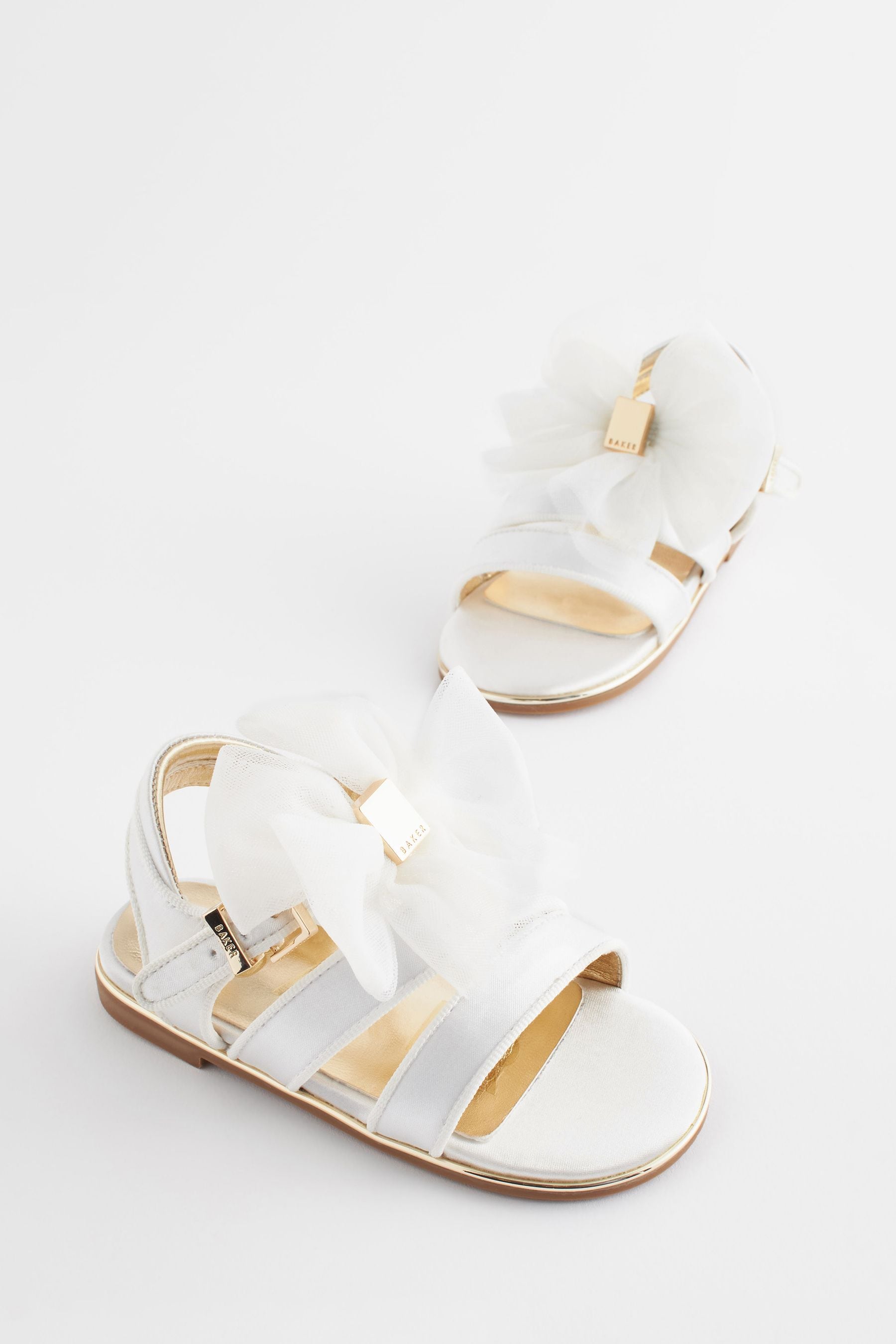 Buy Baker by Ted Baker Girls Ivory Satin Sandals with Organza Bow