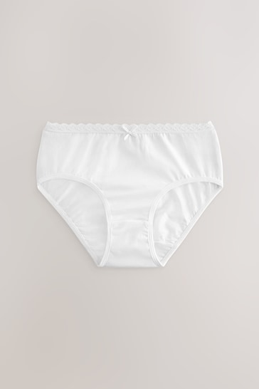 White Lace Trim Briefs 10 Pack (1.5-16yrs)