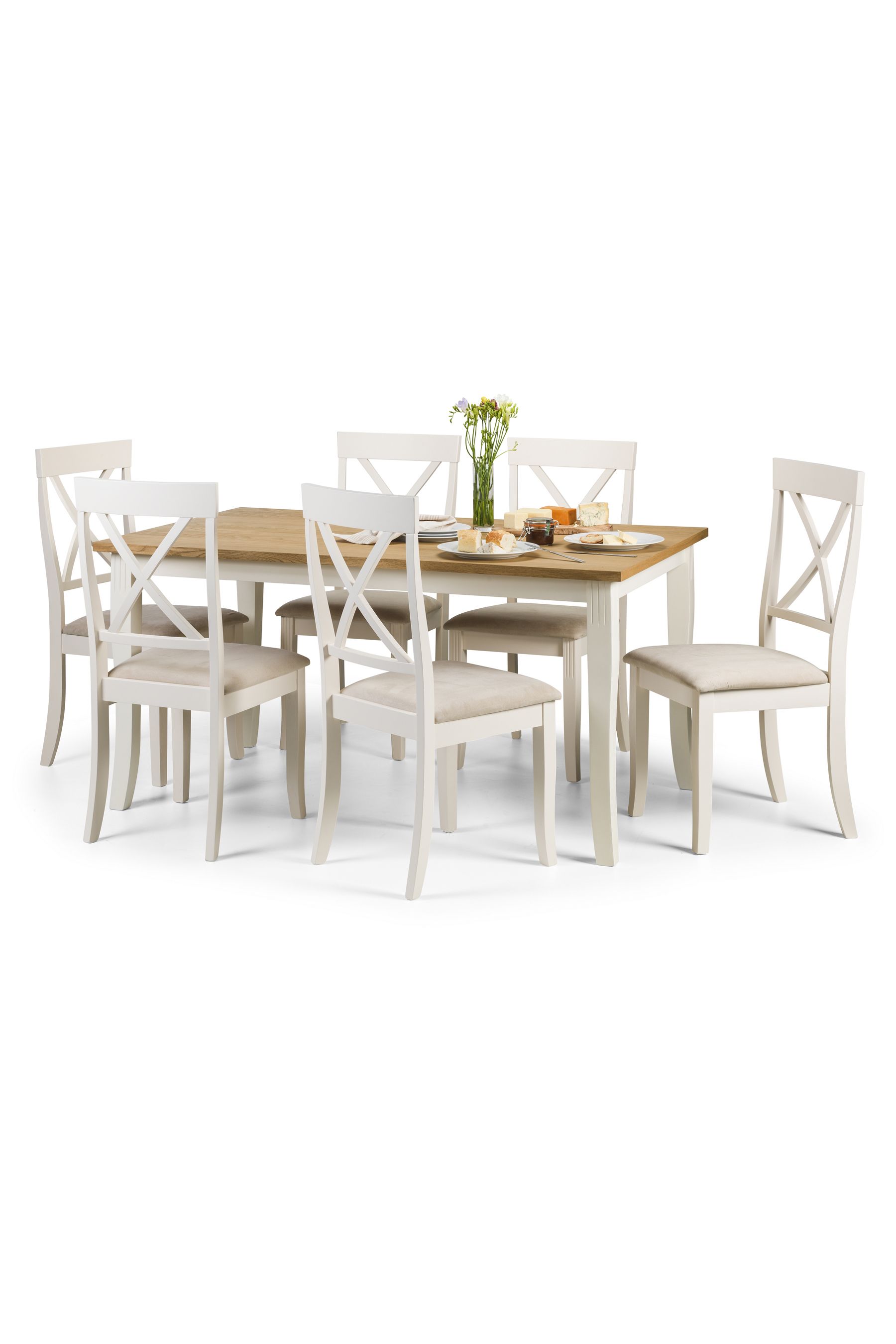 Buy Julian Bowen Cream Davenport Dining Table and 6 Chairs Set from the