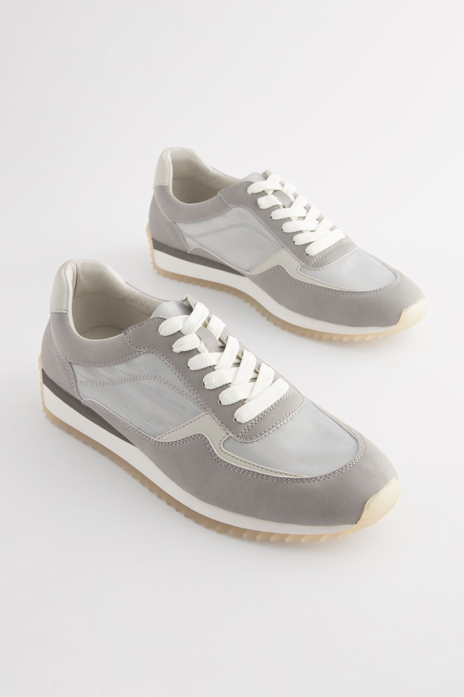 Grey lace up trainers hotsell