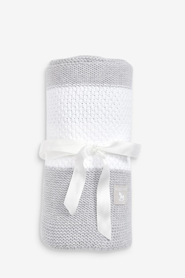 The Little Tailor Knitted Stripe Baby Blanket