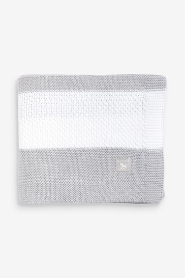Grey Large Supersoft Textured Cotton-Knitted Blanket