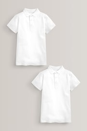 White Easy Fastening School Polo Shirts 2 Pack (3-12yrs) - Image 1 of 4