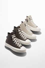 Converse Neutral Chuck Taylor All Star Move Platform Leather Trainers - Image 10 of 12