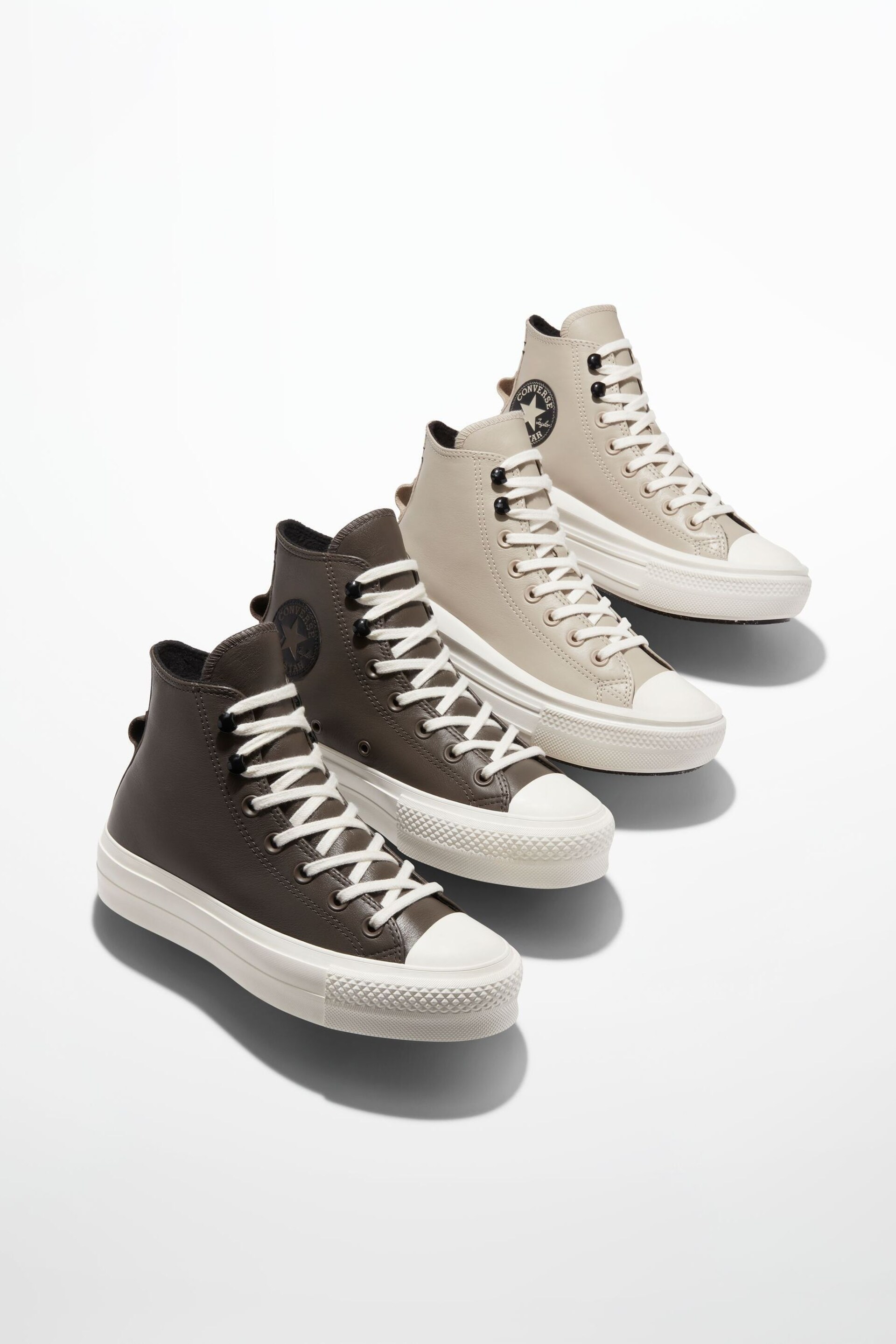 Converse Neutral Chuck Taylor All Star Move Platform Leather Trainers - Image 10 of 12