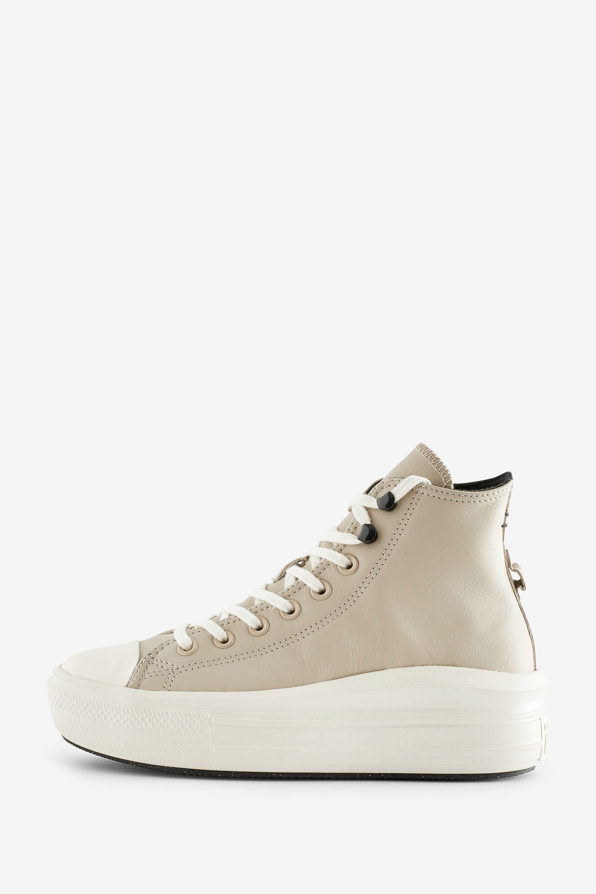 Converse Neutral Chuck Taylor All Star Move Platform Leather Trainers - Image 2 of 12