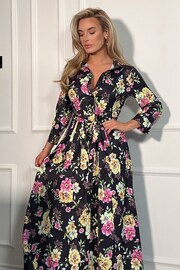Girl In Mind Black Floral Brielle Shirt Maxi Dress - Image 4 of 4