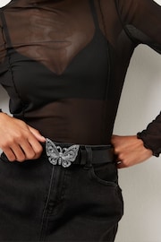 Black Butterfly Buckle Regular Belt - Image 2 of 5